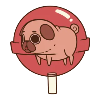 🍭 ปั๊ก, หมา, อมยิ้ม, ลูกอม, น่ารัก, สัตว์, หวาน whatsapp sticker