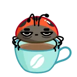 ☕️ mariquita, café, lindo, kawaii, insecto, taza whatsapp sticker