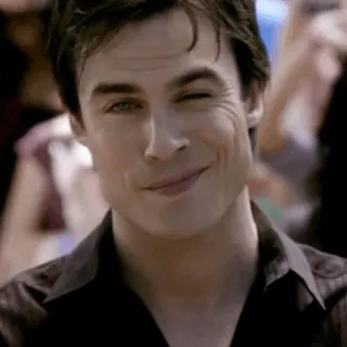 😉 Damon Salvatore The Vampire Diaries вампир, подмигивание, Йен Сомерхолдер, телешоу, сверхъестественное, актер telegram sticker