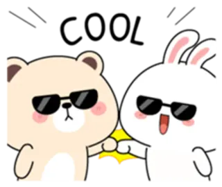😚 bear, rabbit, sunglasses, cute, friendship, animals telegram sticker