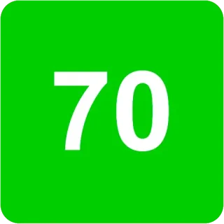 🟩 70 numero, settanta, verde, quadrato, numerico telegram sticker