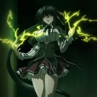 ⚡️ Akeno Himejima High School DxD Anime, Personage, Akeno Himejima, High School DxD, Magie, Elektriciteit telegram sticker