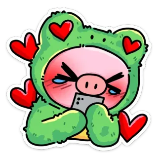 🥰 frog, cartoon, animal, love, heart, cute, sticker telegram sticker