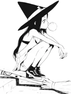 😈 sorcière, animé, Halloween, manga, fille, dessin animé whatsapp sticker