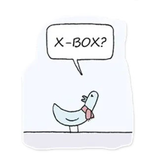 😙 X-BOX? uccello, anatra, domanda, videogioco, sciarpa, cartone animato telegram sticker