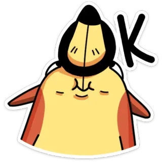 👌 K cartone animato, lettera, giallo, personaggio, emoji whatsapp sticker