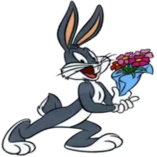🌷 Bugs Bunny cartoon, rabbit, bunny, flowers, bouquet whatsapp sticker