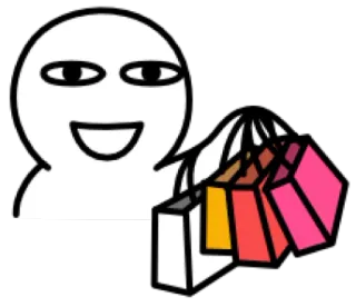 😀 Shopping, Taschen, Cartoon, Konsum, Strichmännchen telegram sticker