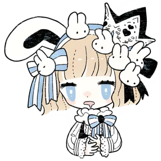 😱 dễ thương, hoạt hình, thỏ, kawaii, minh họa, cô gái, nhân vật, nhãn dán telegram sticker