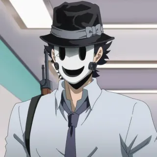 🎭 Sniper Mask High-Rise Invasion Anime, Sniper masker, High-Rise Invasion, Masker, Wapen, Geweer telegram sticker