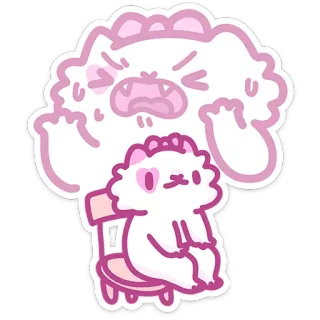 😒 Katze, wütend, süß, kawaii, rosa, Aufkleber telegram sticker