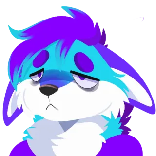 😣 furry, animal, dibujos animados, triste, cansado, dormilón telegram sticker