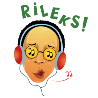 😎 RİLEKS! música, fones de ouvido, relaxar, rosto, óculos telegram sticker