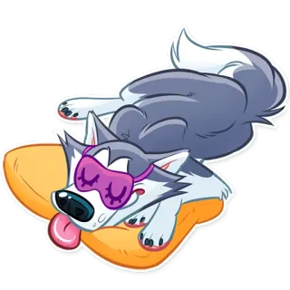 😴 Hund, Tier, schlafend, süß, Cartoon, Kissen, Schlafmaske whatsapp sticker