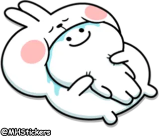 😴 @MHStickers sticker, cute, rabbit, hugging, cartoon telegram sticker