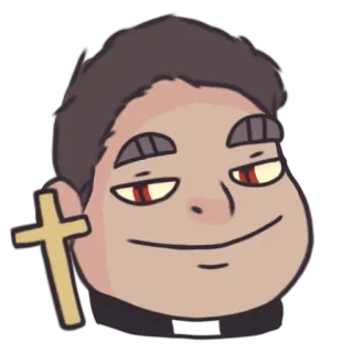 ✝ priest, cross, religion, cartoon, smug, clerical collar, religious figure telegram sticker