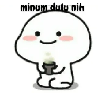😀 minum dulu nih cute, cartoon, drink, coffee, happy telegram sticker