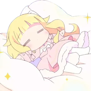 🛌 Anime, Carino, Kawaii, Dormire, Chibi, Cartone animato, Biondo whatsapp sticker
