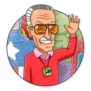 👋 Stan Lee Comic Con Stan Lee, Comic Con, Marvel, Superhero, Cartoon, Drawing, Pop culture telegram sticker