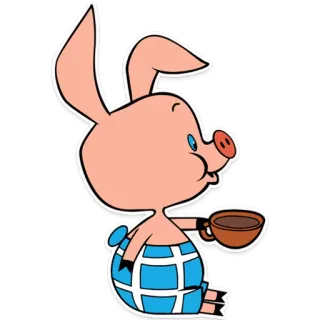 ☕ maiale, cartone animato, animale, tazza, carino whatsapp sticker