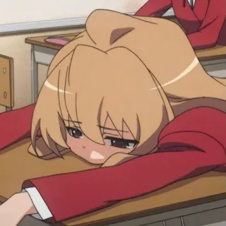 🤎 Taiga Aisaka Toradora! anime, sleeping, girl, cute, school telegram sticker