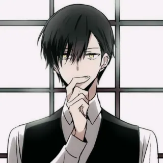 ✖️ anime, manga, character, portrait, black hair, man telegram sticker