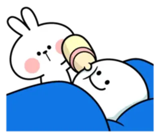 🍼 cartoon, rabbit, baby, bottle, cute, illustration telegram sticker