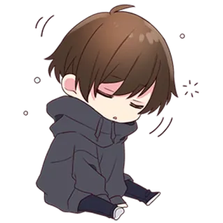 😴 Anime, Chibi, Słodkie, Kreskówka, Siedzący, Kawaii, Estetyczny telegram sticker