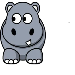 😙 ฮิปโป, สัตว์, การ์ตูน, น่ารัก, สีเทา telegram sticker