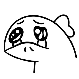 😭 pleurer, triste, poisson, larmes, dessin animé, émotion whatsapp sticker