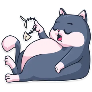 🤤 猫, 鱼, 骷髅, 可爱, 贴纸, 搞笑, 动物 telegram sticker