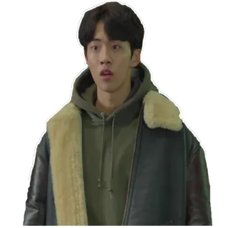 😨 homme, coréen, sweat à capuche, veste, portrait, expression telegram sticker