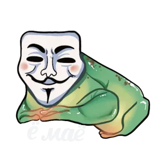 😶 Guy Fawkes frog, guy fawkes, mask, anonymous, internet meme telegram sticker