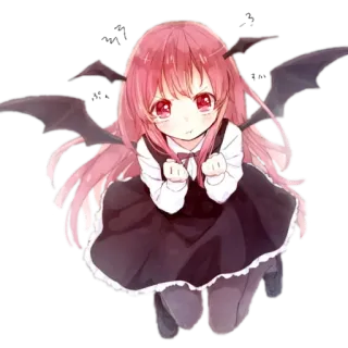 😣 Anime, Niedlich, Mädchen, Vampir, Fledermaus, Flügel, Manga, Kawaii telegram sticker