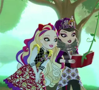 📕 Apple White Ever After High мультфильм, друзья, девочки, Эппл Вайт, Рейвен Квин, фэнтези telegram sticker