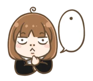 🤔 Hoạt hình, Biểu cảm, Suy nghĩ, Cô gái, Dễ thương, Hộp thoại telegram sticker