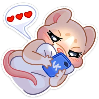 ❤️ souris, dessin animé, animal, coeurs, mignon, téléphone telegram sticker