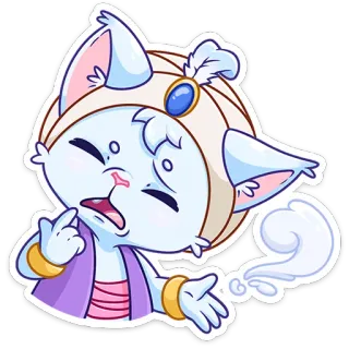 ❓ kucing, kartun, sihir, jari tengah, gestur, ofensif, putih, hewan telegram sticker