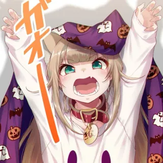 🍨 ガオー Ragazza anime, Orecchie da gatto, Halloween, Fantasma, Carino, Kawaii, Manga whatsapp sticker