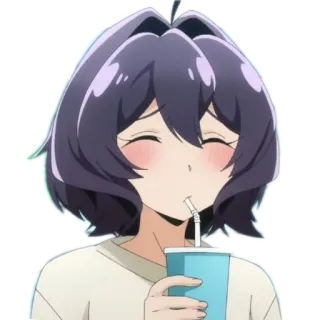 🧃 Anime meisje, Drinken, Leuk, Cartoon, Drankje, Vrolijk telegram sticker