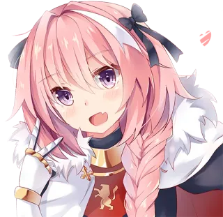 😃 Astolfo Anime, Mangá, Trap, Fate, Garota, Cabelo rosa, Sinal de paz telegram sticker
