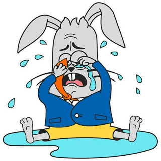 😭 Hase, weinend, traurig, Kaninchen, Cartoon, verweint, Emotion telegram sticker