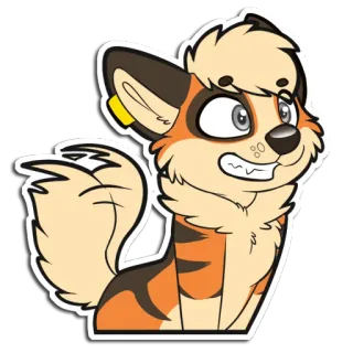 😁 furry, dog, canine, cute, cartoon, animal, happy telegram sticker