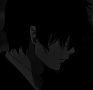 ⬛ 动漫, 悲伤, 男孩, 哭泣, 黑暗 telegram sticker