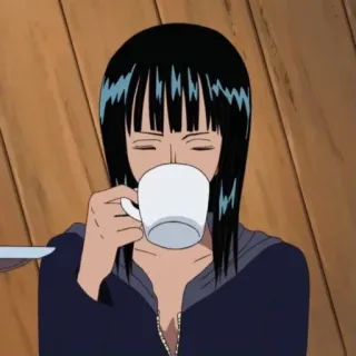 ☕️ Nico Robin One Piece Anime, Frau, Tasse, Kaffee, Getränk telegram sticker