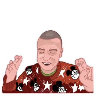 🤞 pria, sweter, kartun, potret, ekspresi, orang telegram sticker