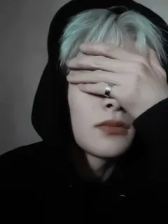 🦊 personne, sweat à capuche, visage masqué, portrait, jeune adulte, cheveux argentés whatsapp sticker