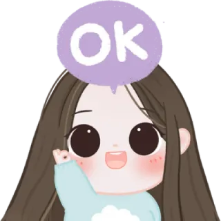 🧁 OK ok, girl, cartoon, cute, approval, positive telegram sticker