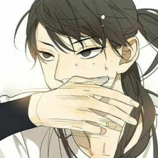 🌟 Dessin animé, Anime, Asiatique, Personne, Cheveux longs, Sueur whatsapp sticker