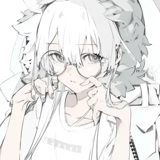 😕 Anime, Ragazza, Occhiali, Carina, Cartone animato, Illustrazione telegram sticker